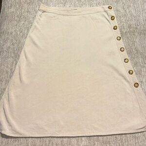 Sz 12 Linen Skirt Nautica khaki flare long skirt buttons up the side women's